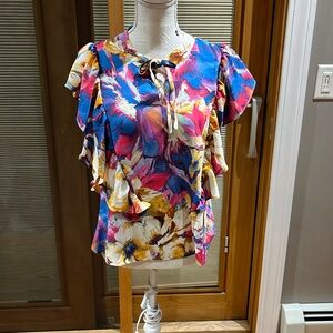 Ruffle floral sleeveless top NWOT - size small